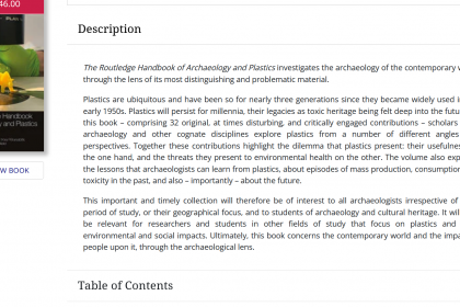 Handbook of Archaeology and Plastics